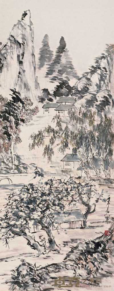 虚谷 山水 立轴 134×53cm